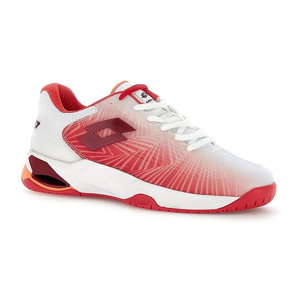 Women's Mirage 100 2nd Speed Tennis Shoes All White and Grenadine Red